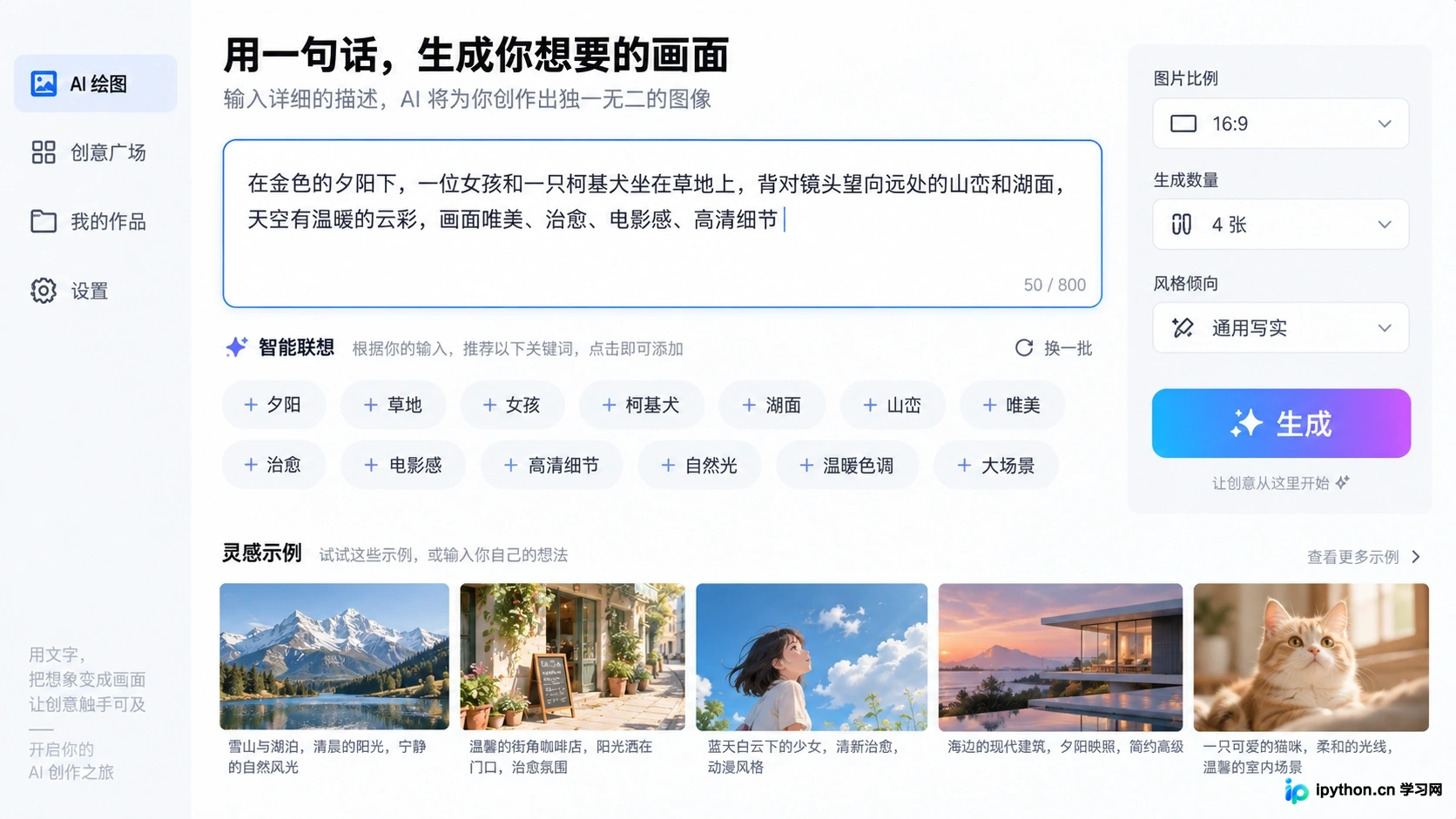 即梦AI提示词输入区与智能联想功能展示