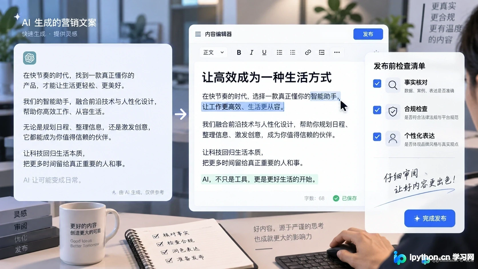 在文档编辑器中进行人工校验和排版调整