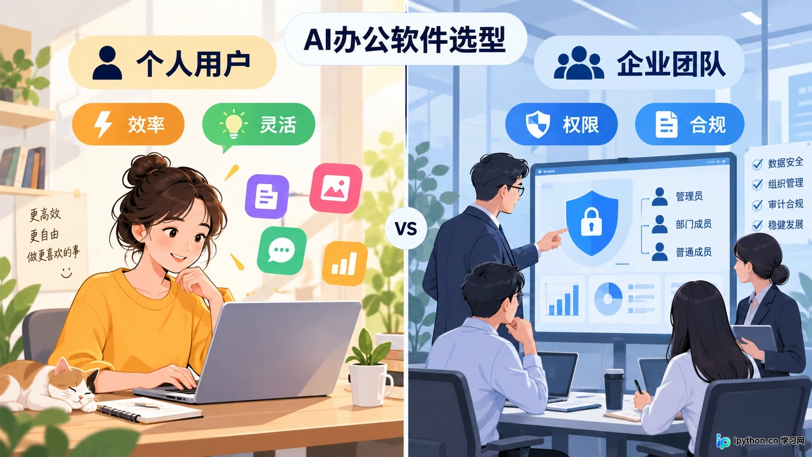 个人用户注重效率与灵活性,企业团队聚焦权限管控与数据合规