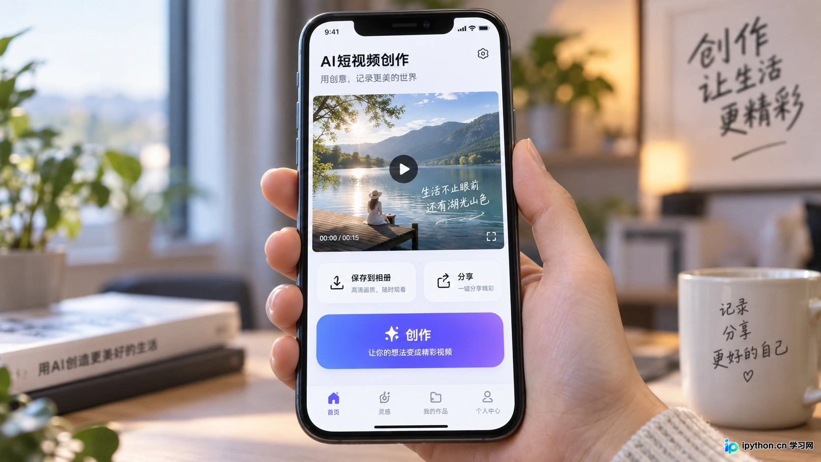 App端界面简洁,强调快速生成与社交分享