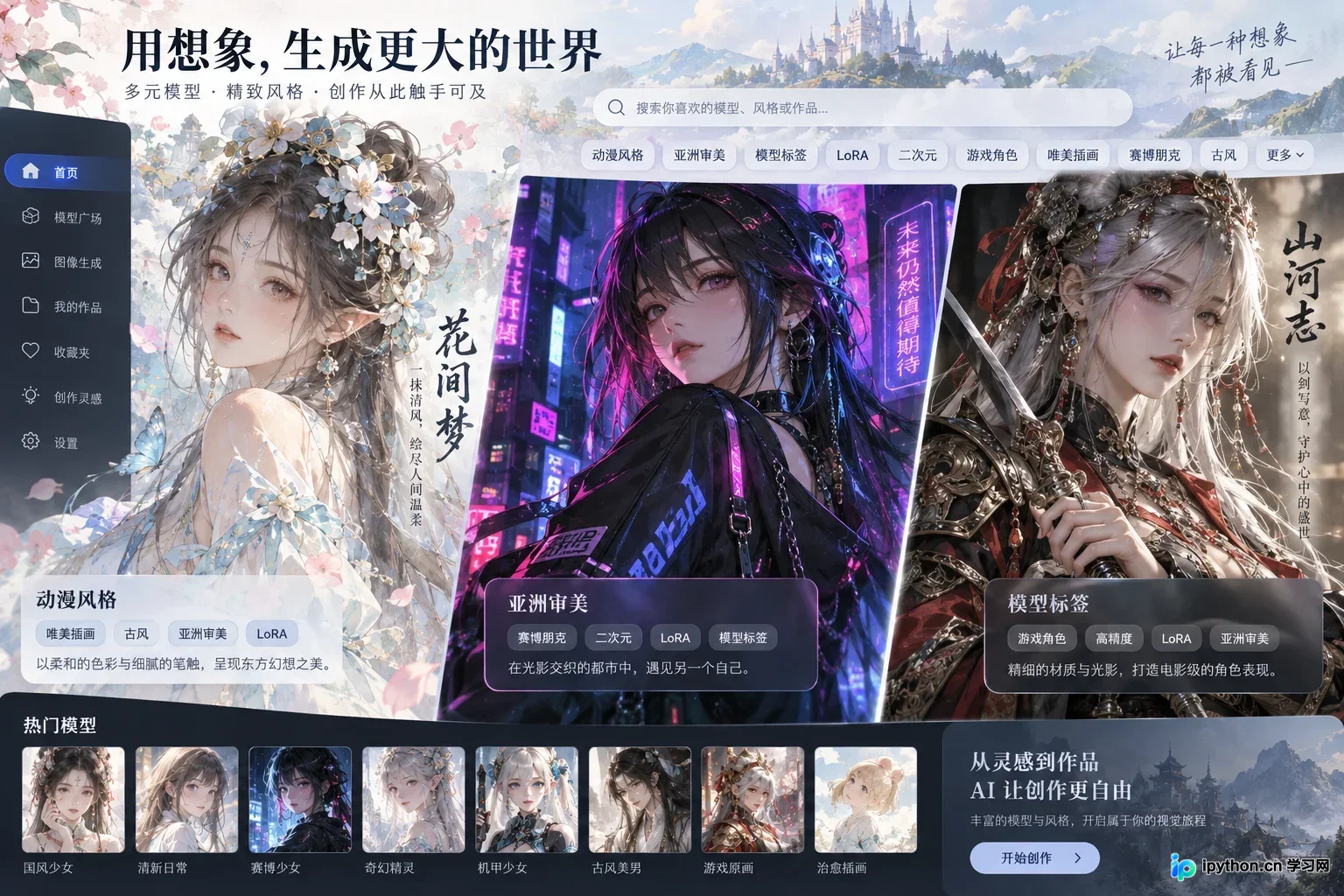 SeaArt集成大量LoRA模型，在二次元和亚洲审美风格上表现优异