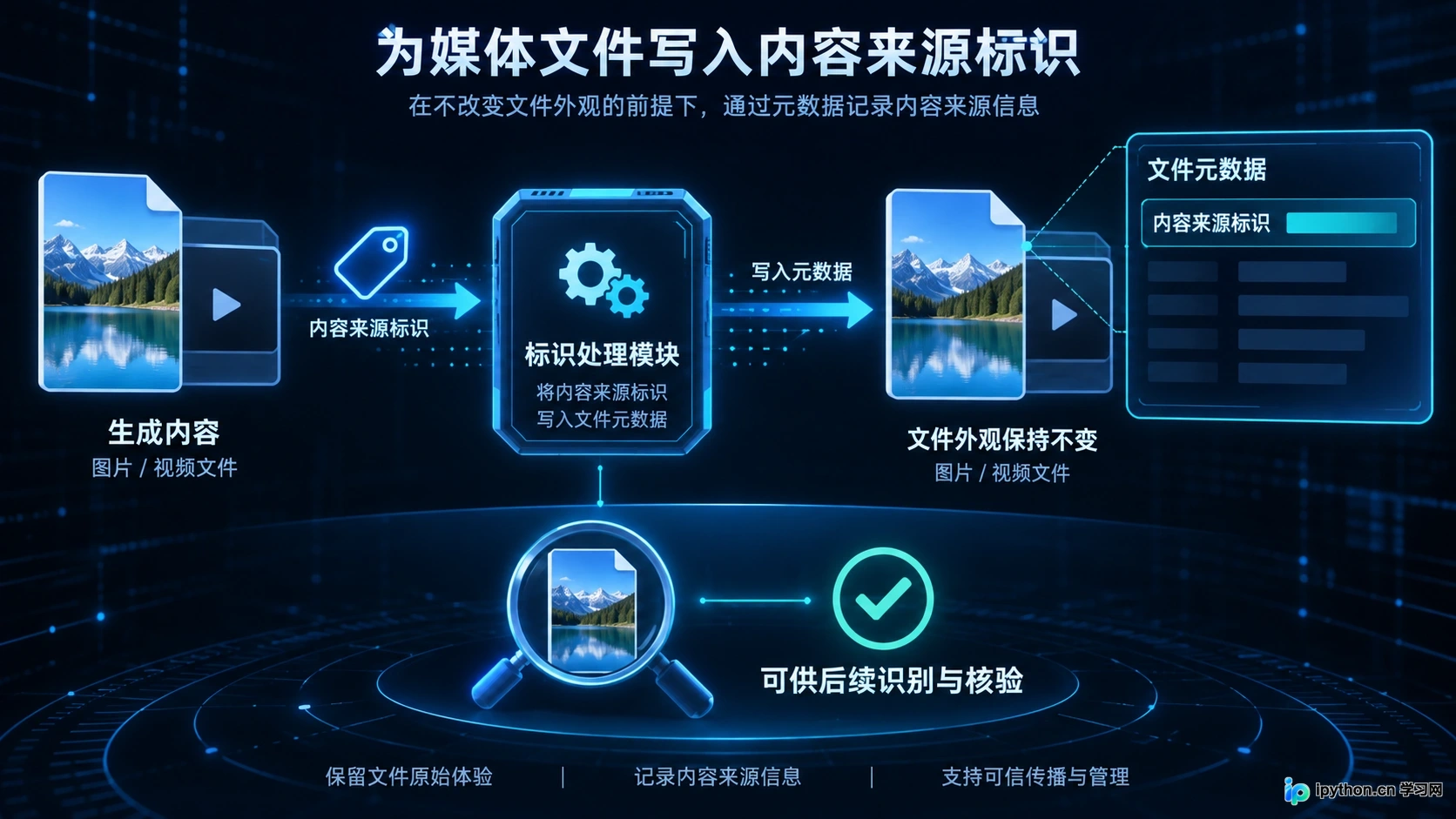 隐性标识在文件元数据中的嵌入过程示意