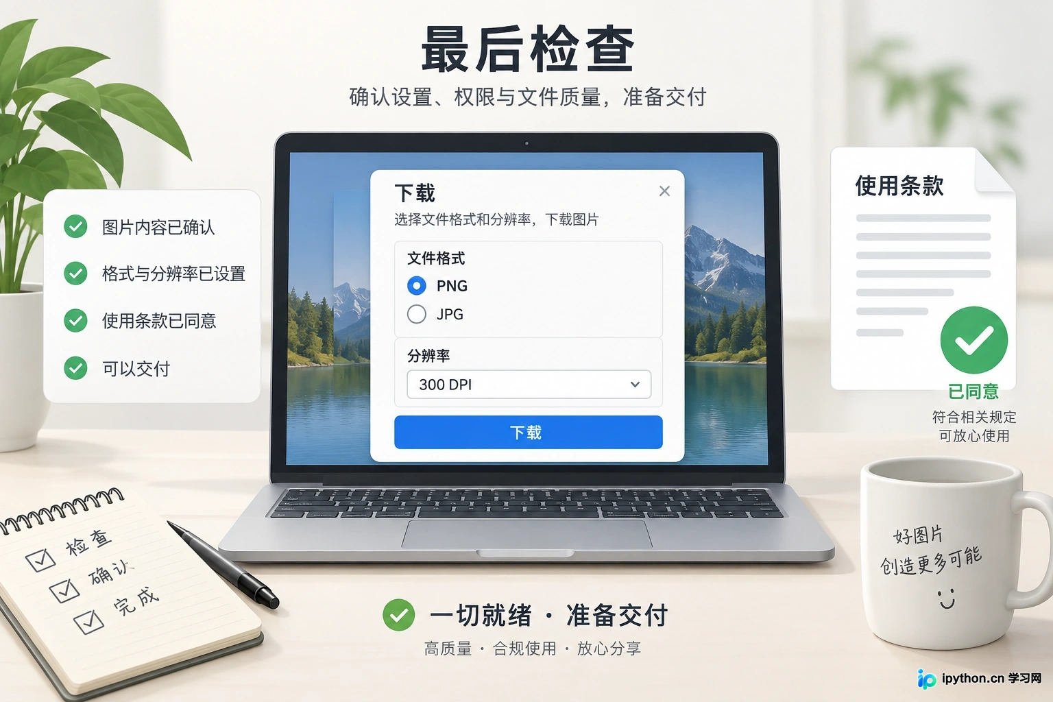检查图片分辨率与版权许可的最终验证步骤
