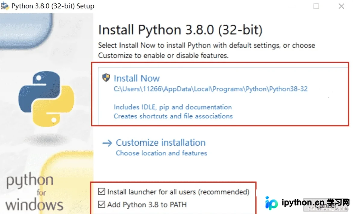 安装包界面Add Python to Path勾选选项
