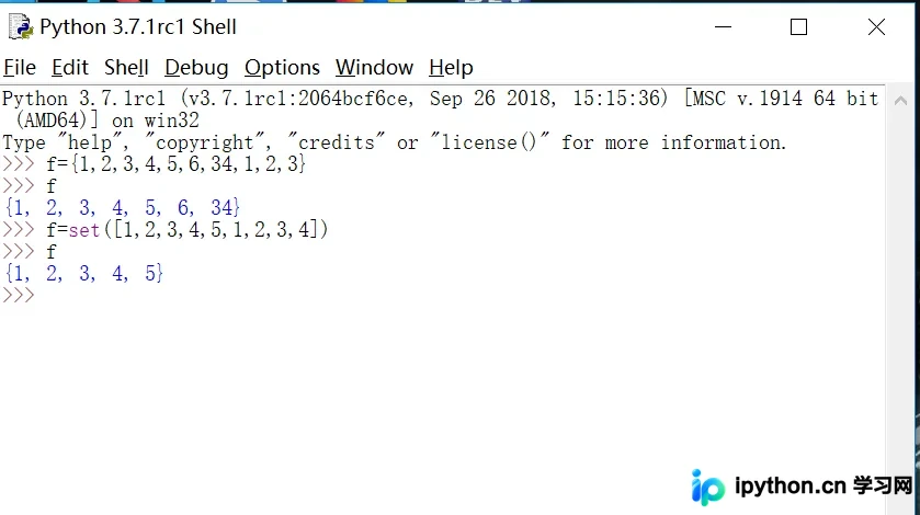 Python集合创建与基本访问代码截图