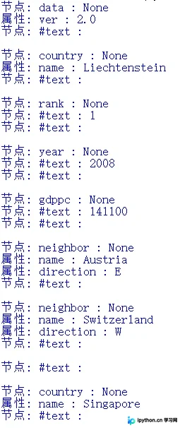 Minidom模块解析XML的递归输出日志