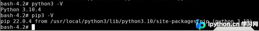 终端输入python3 -V命令后的版本输出截图，明确显示3.10.4