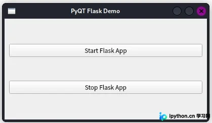 PyQt基础控制界面展示，包含启动与停止按钮布局