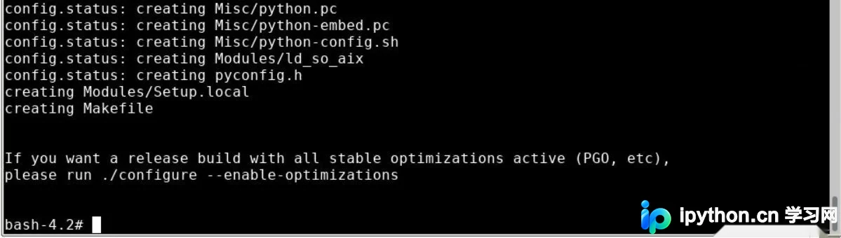 Python源码configure配置执行界面截图，显示路径参数生效状态