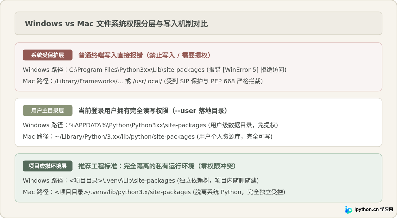 Windows和Mac下Python第三方库安装权限问题怎么处理