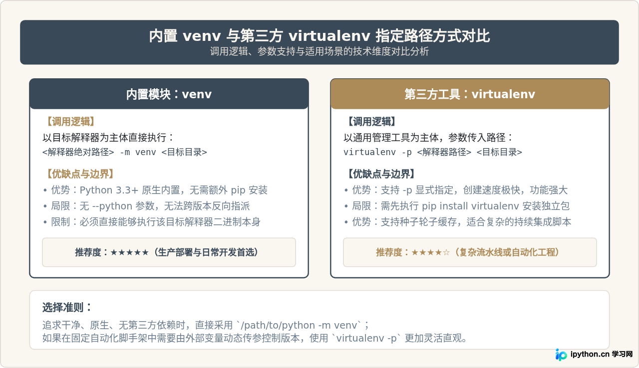 创建Python虚拟环境时怎么指定解释器路径