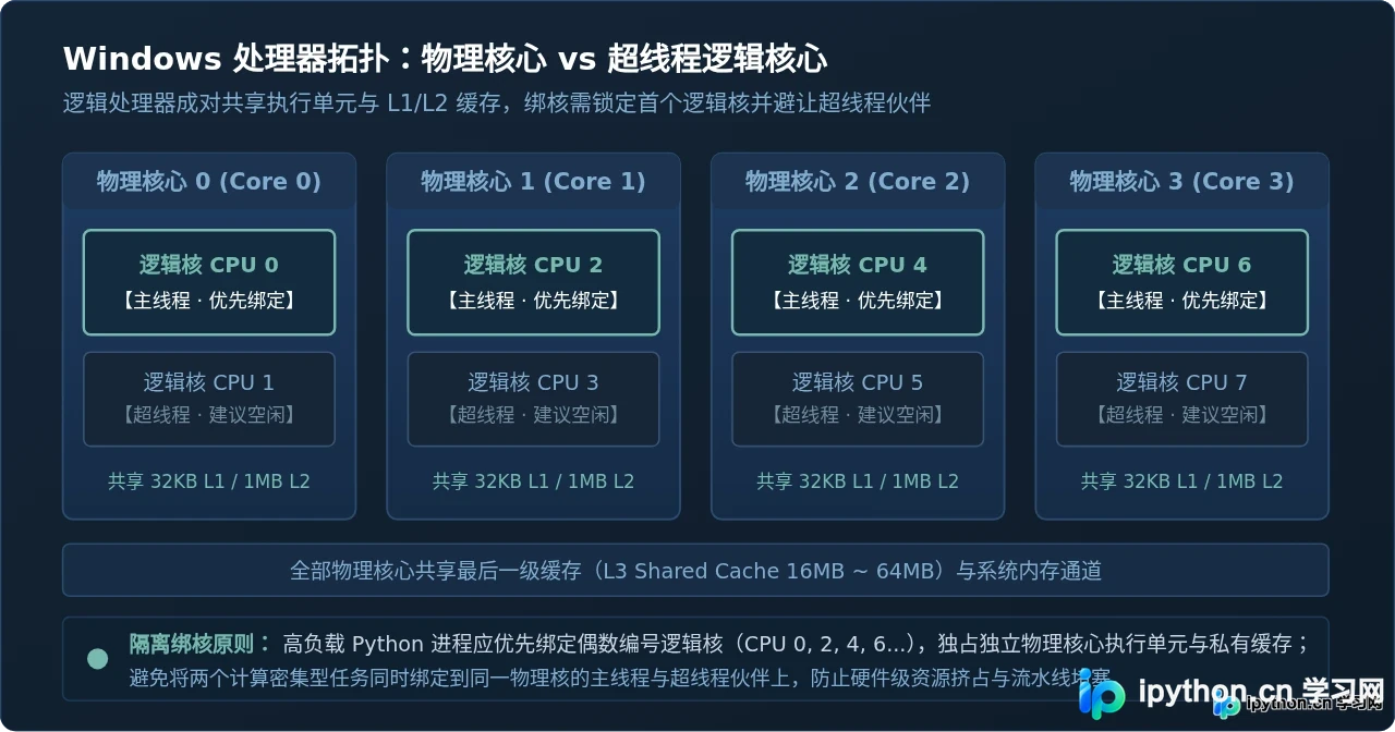 Windows环境Python程序绑定特定物理CPU核心的方法