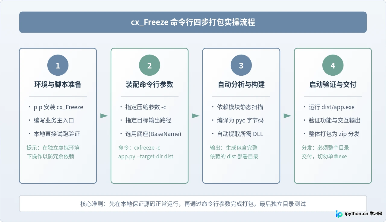 怎么使用cx_Freeze命令行将Python脚本打包为exe
