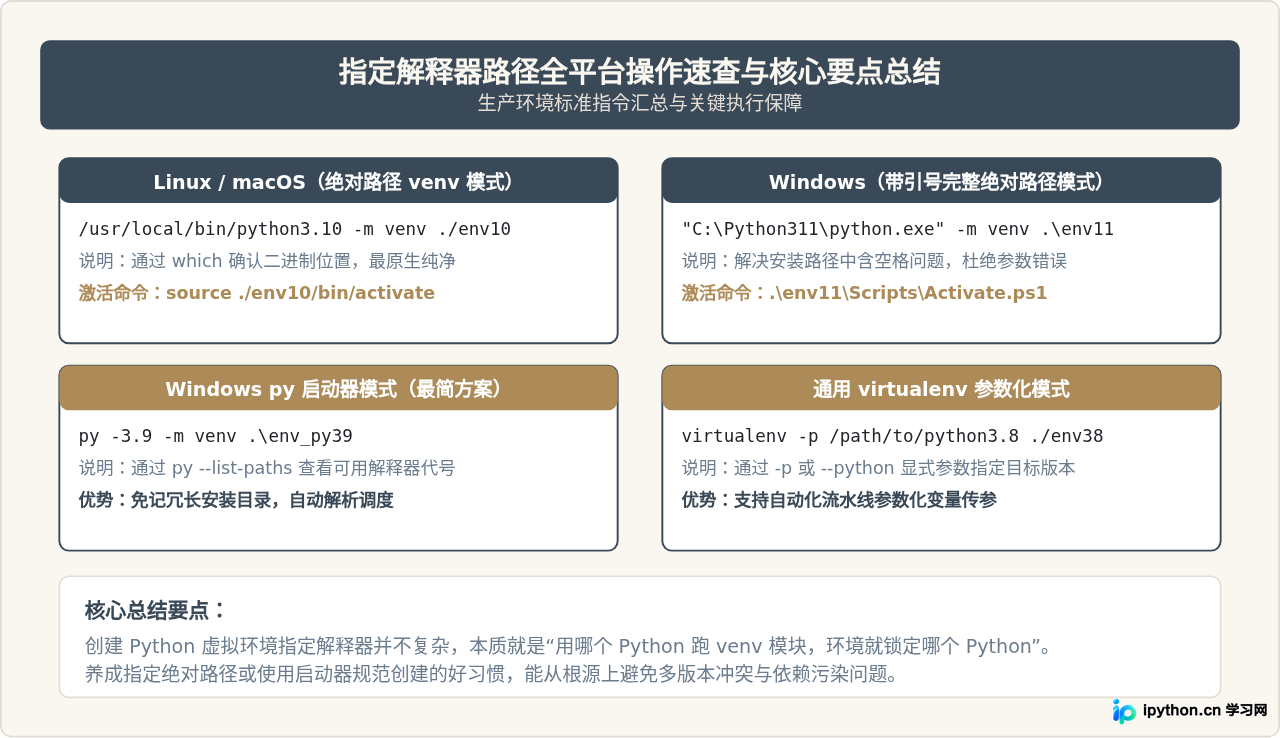 创建Python虚拟环境时怎么指定解释器路径