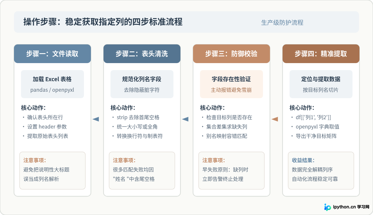 Excel列顺序变化时Python怎么稳定获取指定列名数据