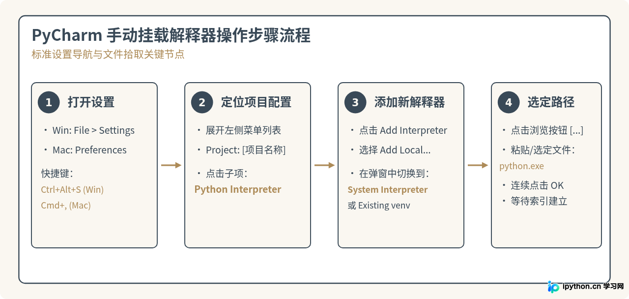 PyCharm找不到Python解释器怎么办：手动添加本地路径步骤
