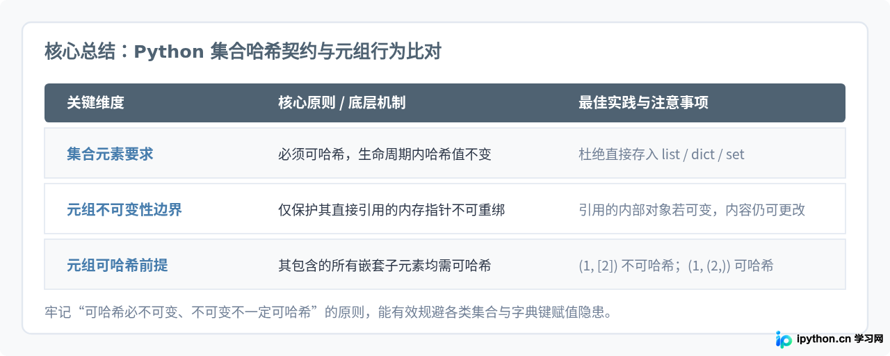 Python集合添加不可哈希对象报错及元组修改误区解析