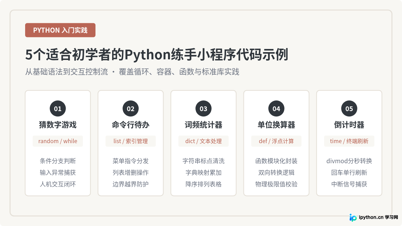5个适合初学者的Python练手小程序代码示例