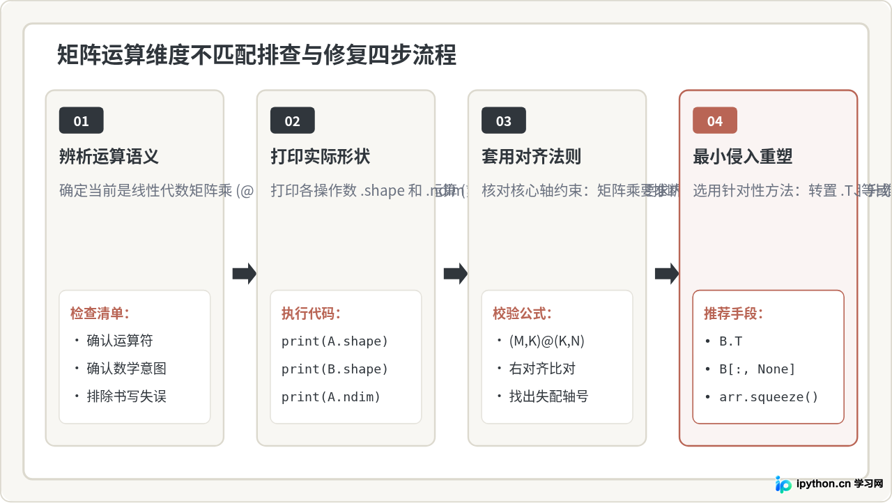 解决Python矩阵运算中的维度不匹配报错