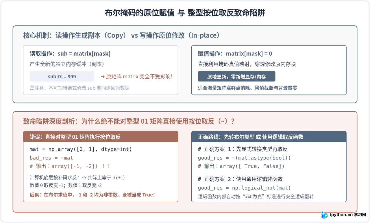 Python中01矩阵的逻辑运算与布尔索引技巧