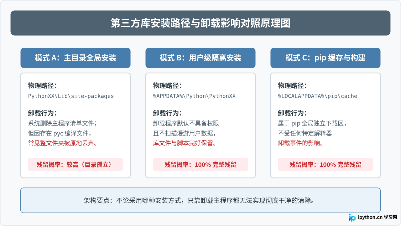 卸载Python后pip安装的第三方库是否会自动删除及清理方法