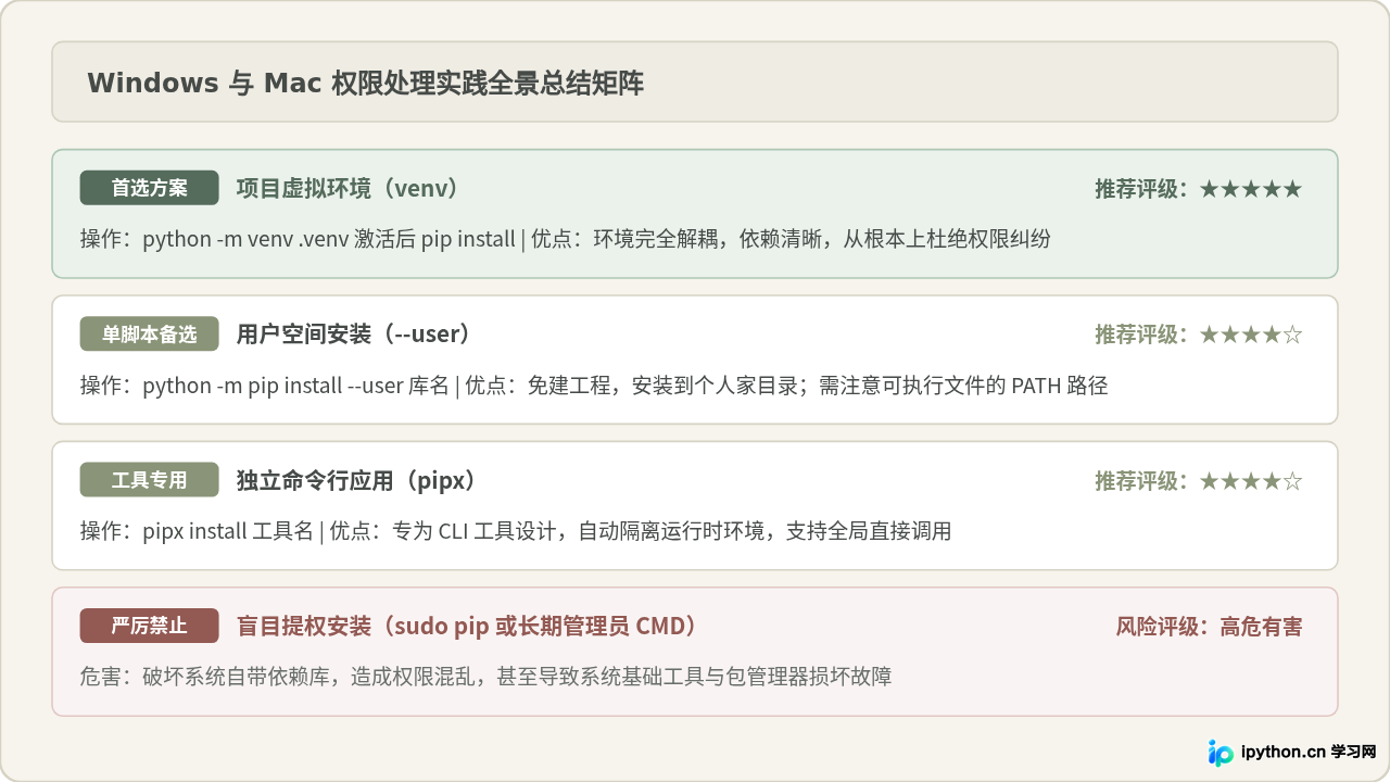 Windows和Mac下Python第三方库安装权限问题怎么处理