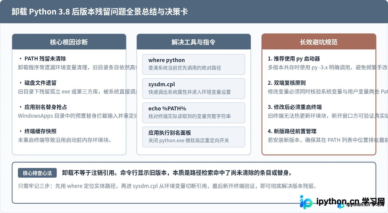 卸载Python 3.8后命令行仍显示版本？检查PATH残留路径