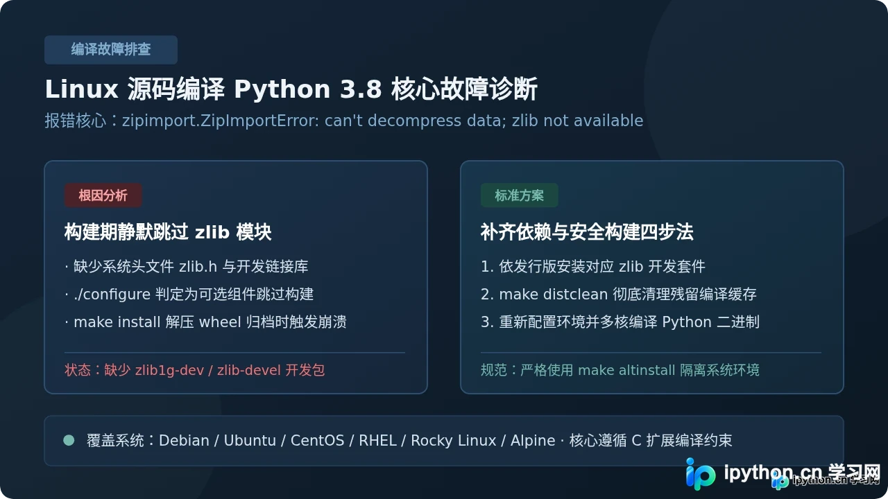 Linux编译Python 3.8报错“can't decompress data”怎么解决