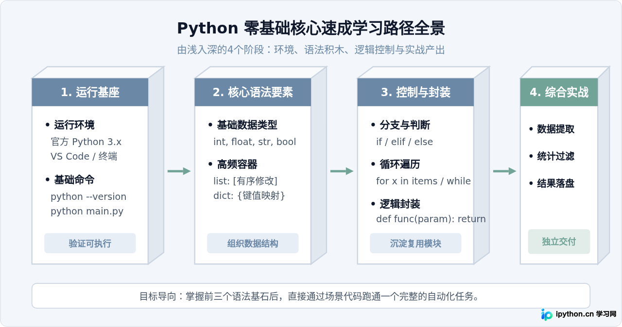 Python速成教程:零基础快速掌握核心语法与实战
