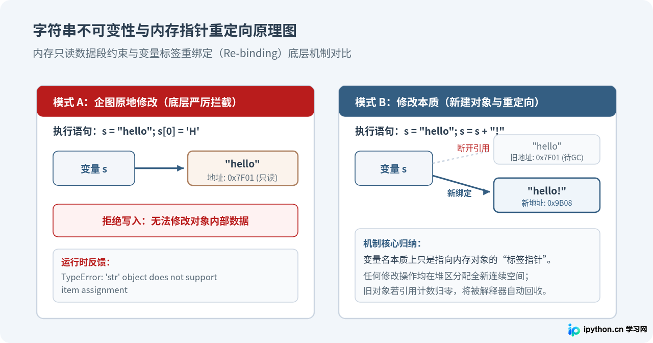 Python字符串基础：定义、索引切片与不可变性详解
