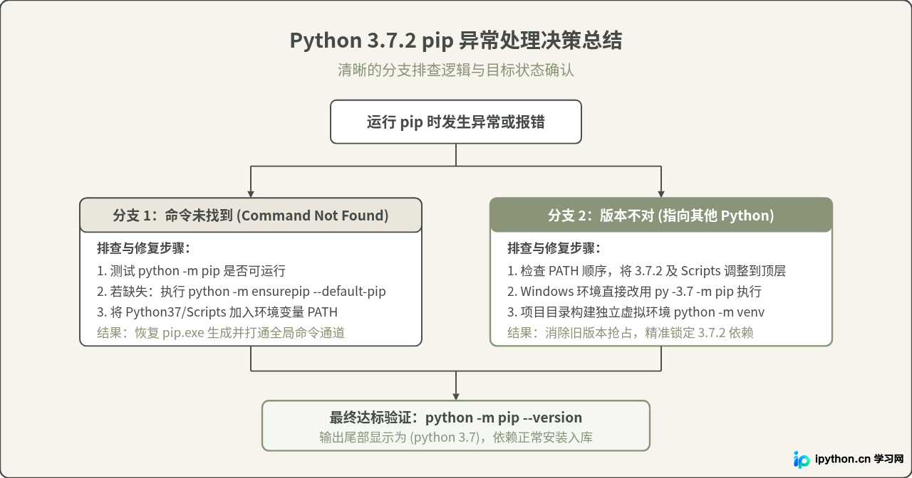Python 3.7.2安装后pip无法使用或版本不对怎么解决