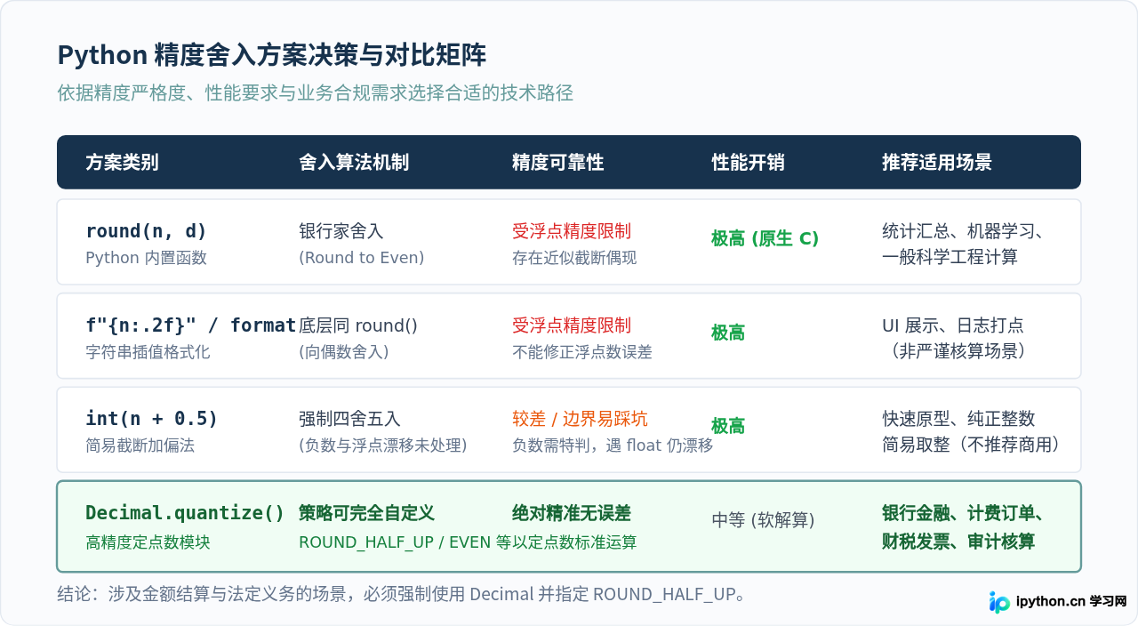Python round()四舍五入为何不准？银行家舍入法与精度处理