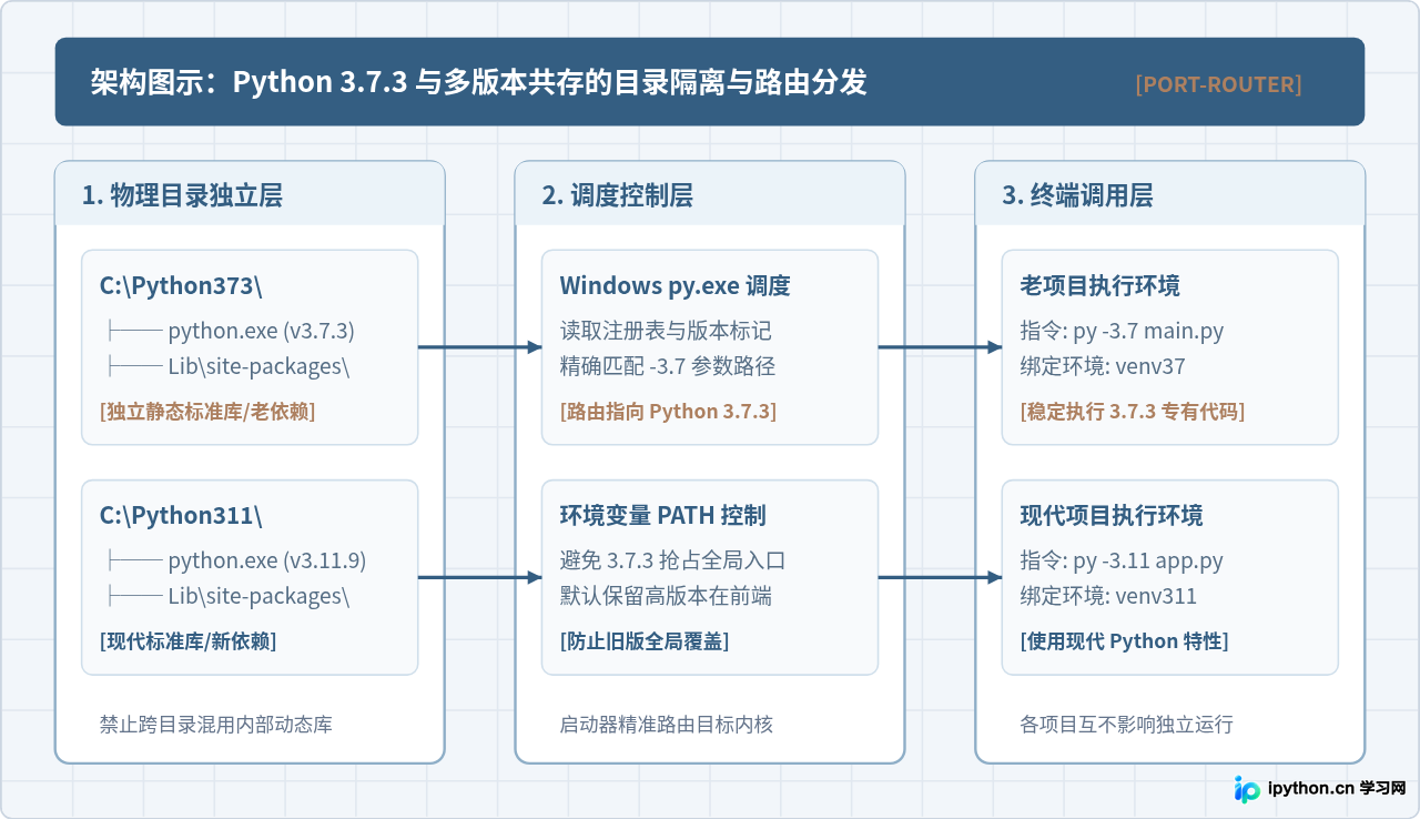怎么在同一台电脑上共存Python 3.7.3与其他版本