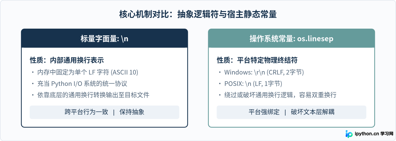 Python中os.linesep和\n有什么区别