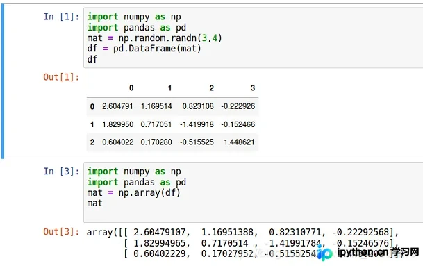 Python中NumPy数组与Pandas DataFrame互转详解