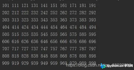 Python实现100-999回文数输出及格式化打印