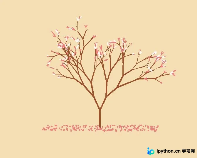 Python Turtle 绘制动态与静态樱花树的代码实现