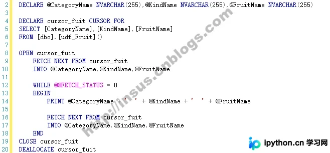 MS SQL Server 游标(CURSOR)使用教程：从声明到释放的完整步骤