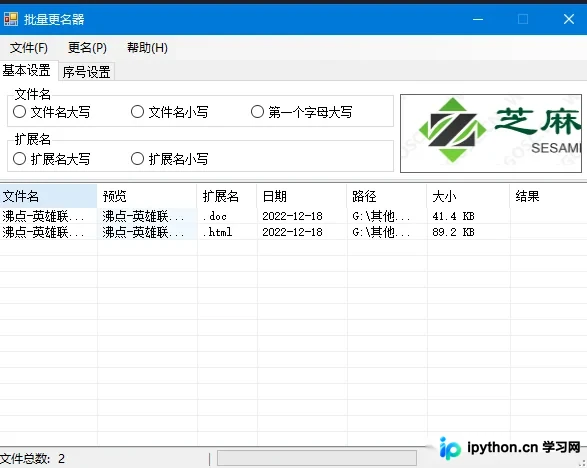 C# WinForms 批量修改文件名大小写、扩展名及模板命名