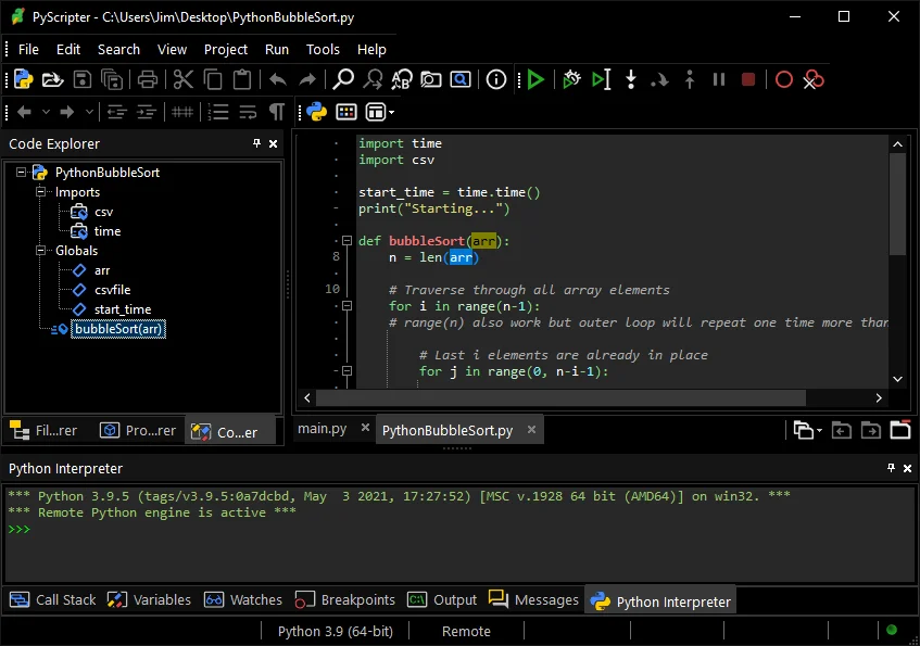 PyScripter Windows 应用界面截图
