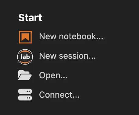 JupyterLab Desktop 新建会话界面