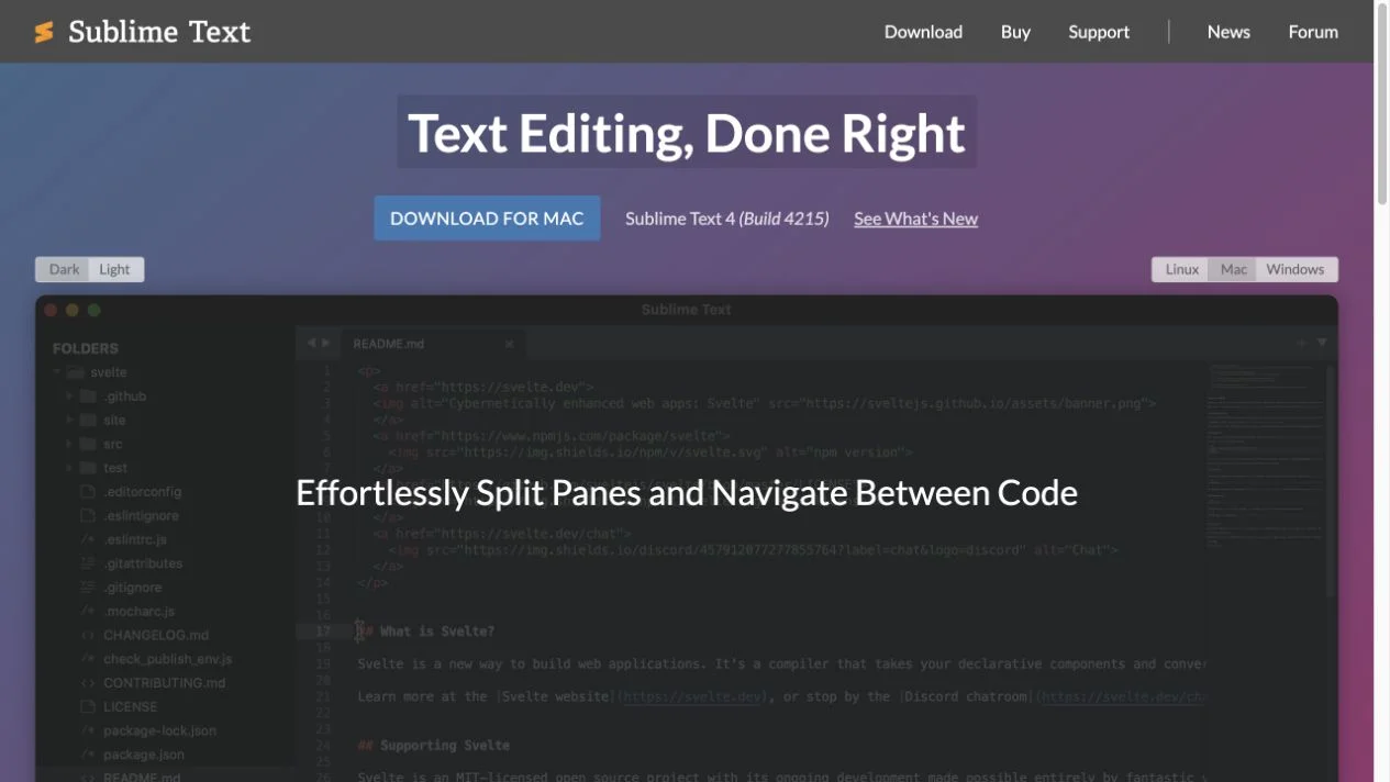 Sublime Text 官方网站与应用界面