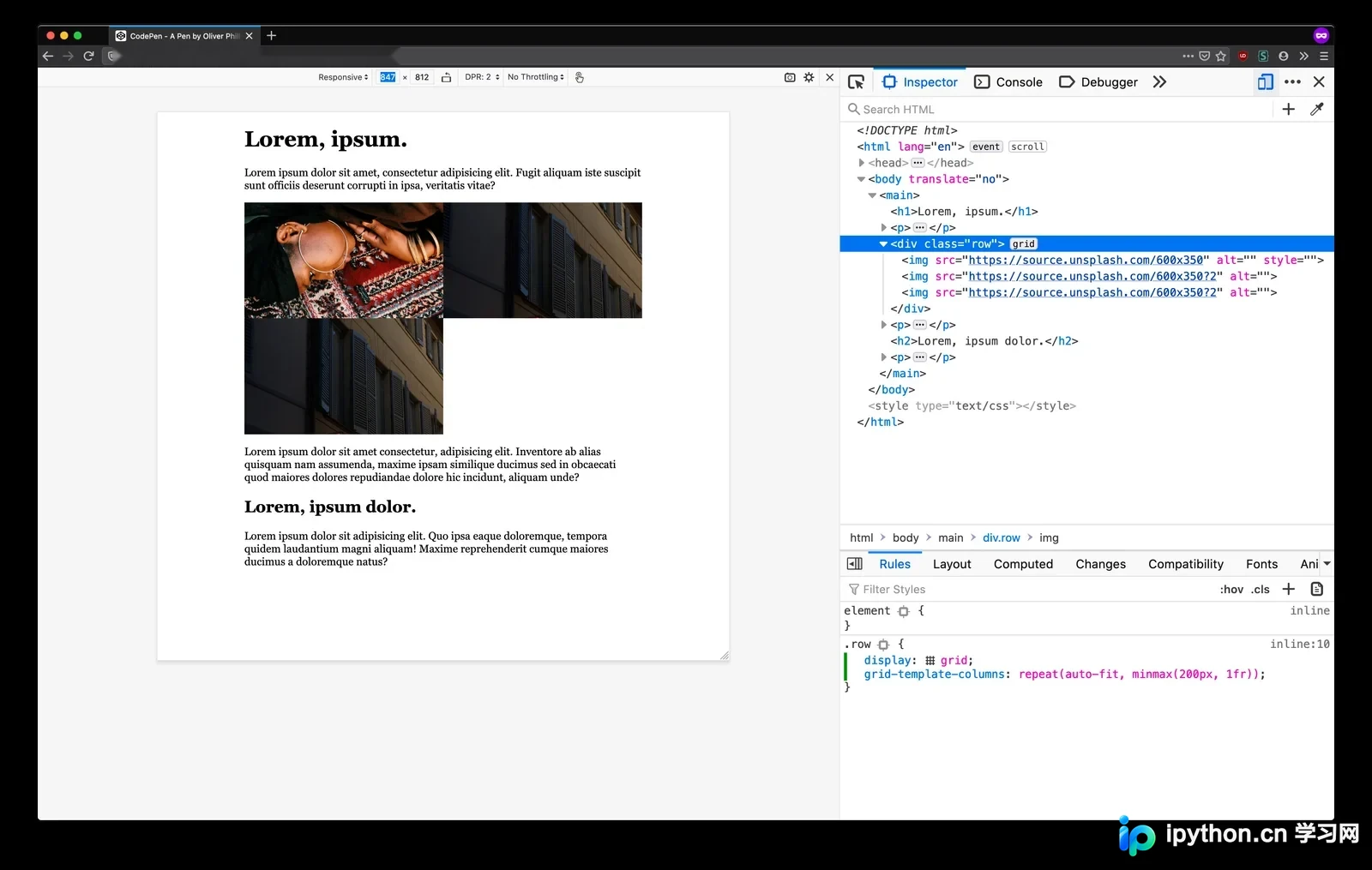 展示真实网页项目代码中的Flexbox、CSS Grid布局，以及桌面端与移动端卡片、导航栏自适应排列效果。
