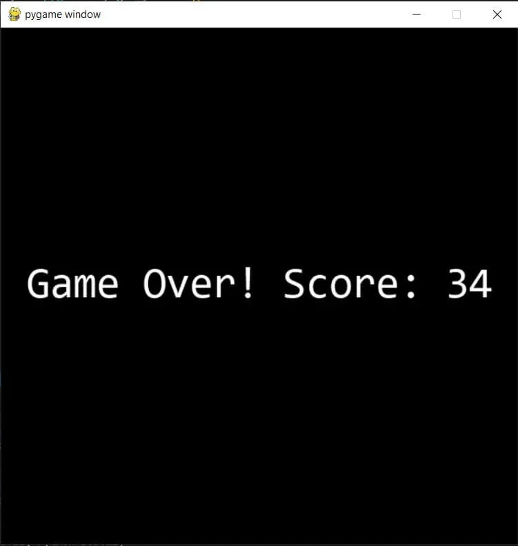 展示贪吃蛇撞墙或撞到自身后的Game Over界面，同时体现分数显示。