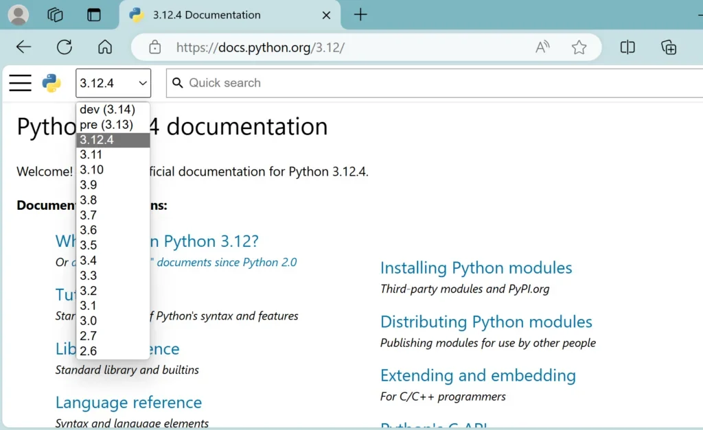 展示新旧Python版本文档对比、代码运行验证以及浏览器中多个学习资源进行筛选的真实场景。