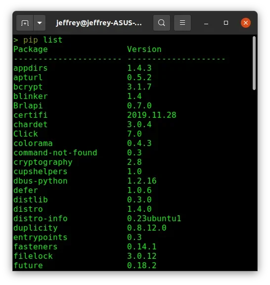 展示终端通过pip show、pip list和Python import命令验证第三方库安装成功的真实界面，体现版本、安装路径和运行结果。