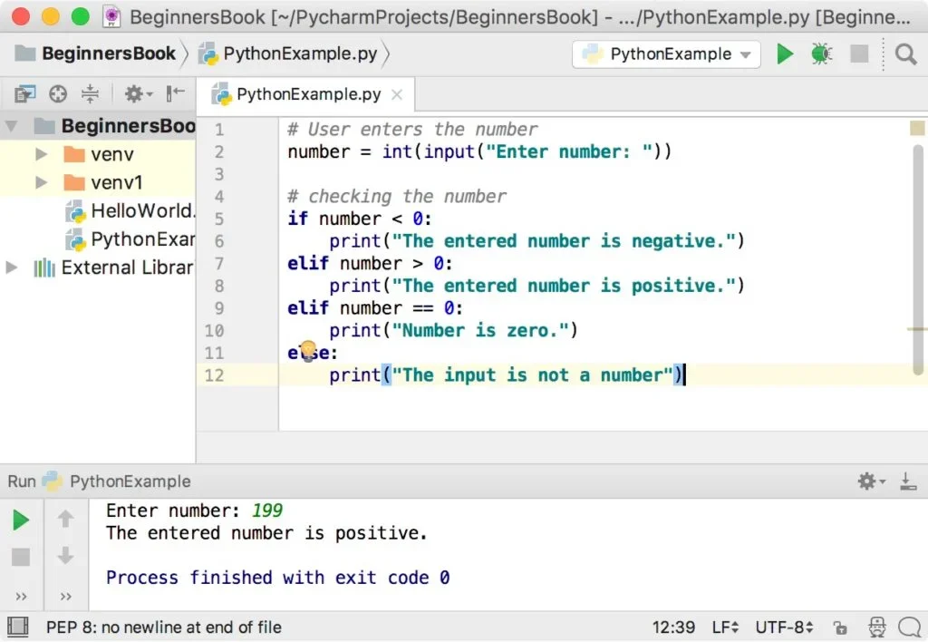 展示真实 Python 编辑器中的 if/elif/else 代码，并配合终端输出体现不同条件触发不同分支。