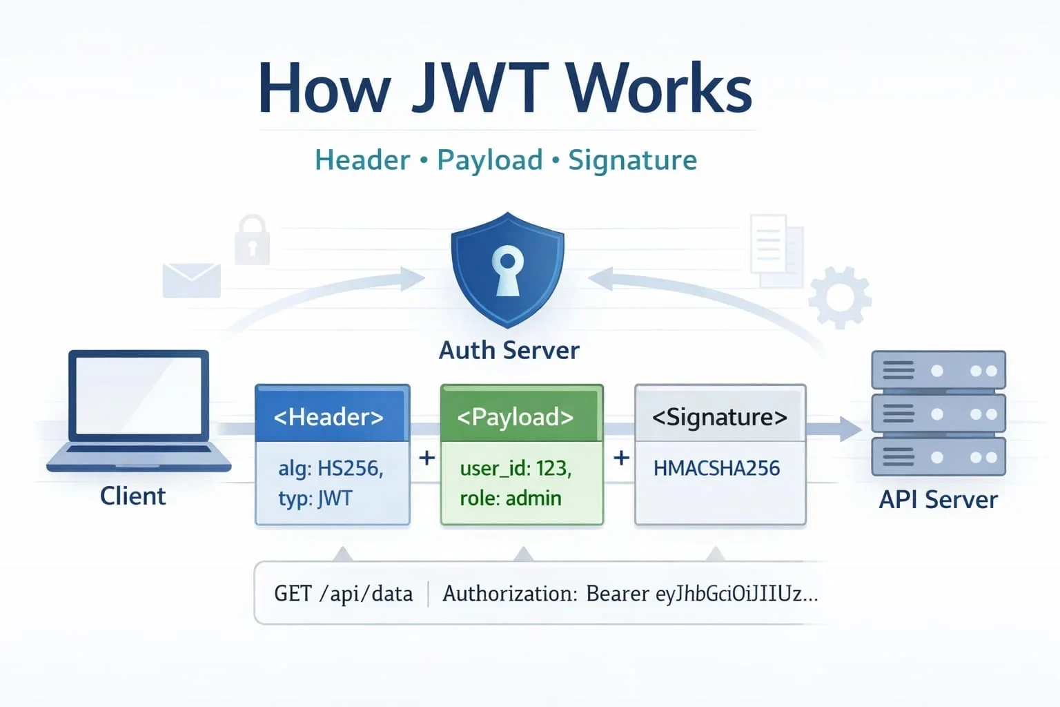展示真实JWT调试环境，包括JWT三段结构、Header中的alg字段、服务端验签流程和安全测试工具界面。