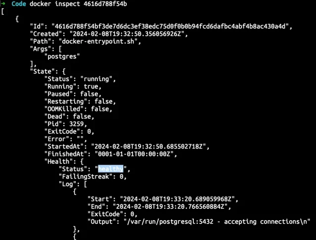 展示docker compose ps、docker inspect等命令查看容器healthy状态和启动结果的真实终端界面。