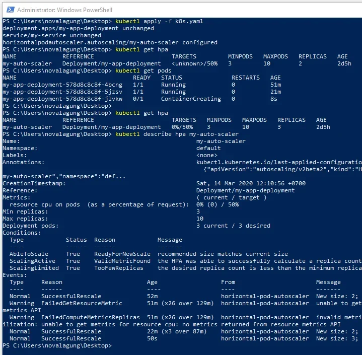 展示真实 Kubernetes HPA 异常状态、unknown 指标、Events 和 describe hpa 输出,帮助读者定位自动扩缩容失败原因。
